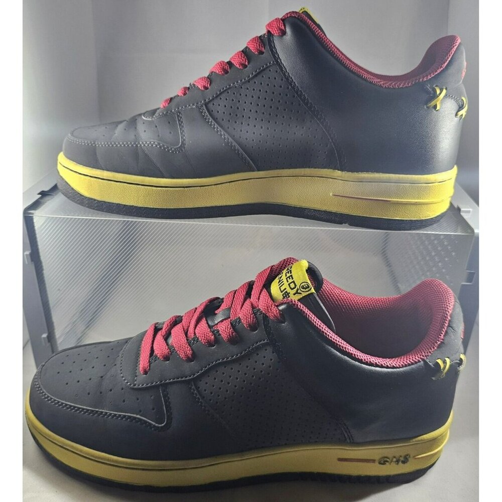Greedy Genius Men's Sneakers, Grey, Yellow, Black, Burgundy3M Reflective Size 9